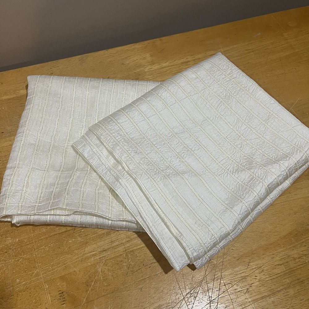 American Living By R Lauren 50x84" Curtain Panels Cream Gold Glitter Stripe Boho